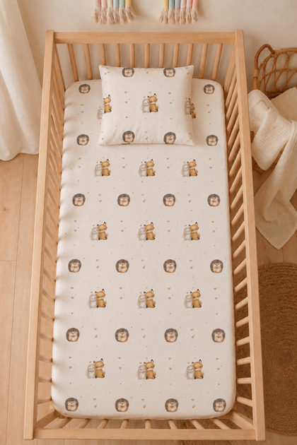 100% Cotton Ranforce Elastic Sheet Set - Park Bed 70X120 cm - 35X45 cm Pillowcase