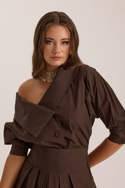 Iconic Lady Di %100 Cotton Shirt Brown