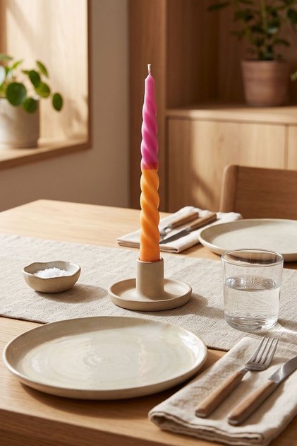 2 Adet Renkli Burgulu Mum-18 cm