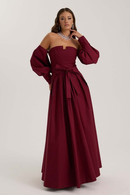 The Reform Iconic Maksi Elbise Bordo