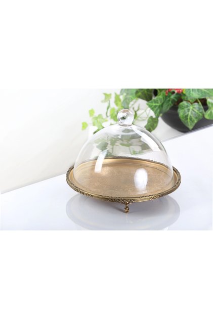 26 cm round antique metal lidded cloche
