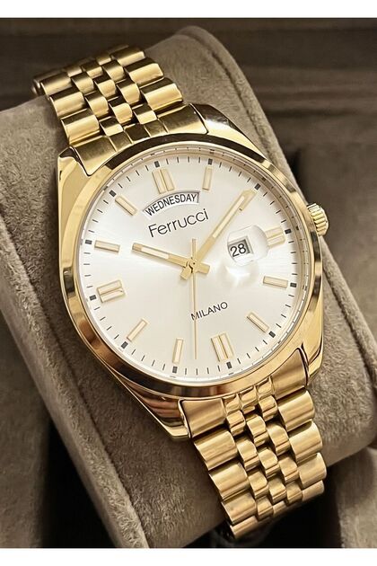 Men's Functional Calendar Metal Mesh Cord Wristwatch with 2 Years Warranty