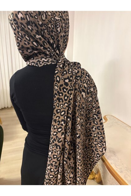 Medine İpeği Leopar Desenli Şal