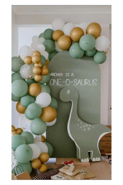 50 Balloons Mold Green White Gold Balloon - Party Set - Birthday Decorations - Birthday Concept