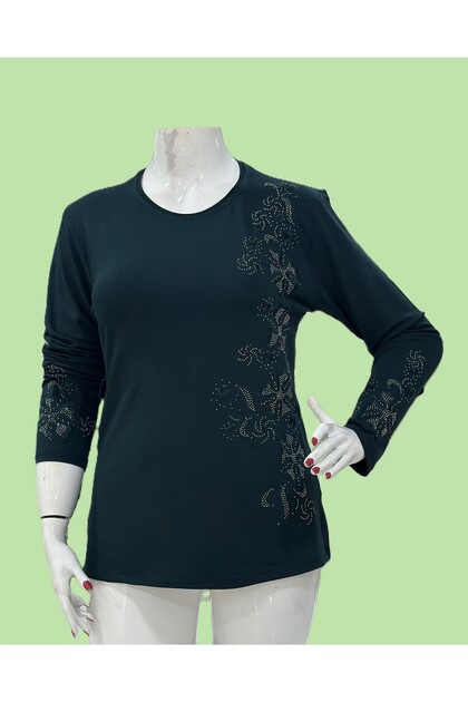 Women's Stone Embroidered Luxury Quality Combed Cotton Mother Blouse