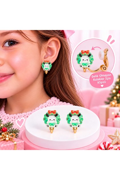 Cute Dog Pochacco Patterned Girl's Clip-On Earrings Earrings for Non-Pierced Ears