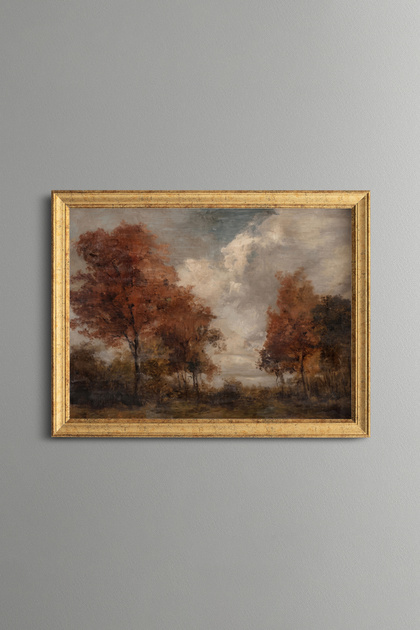 Autumn Trees Landscape - Vintage Patterned Painting - Fine Model