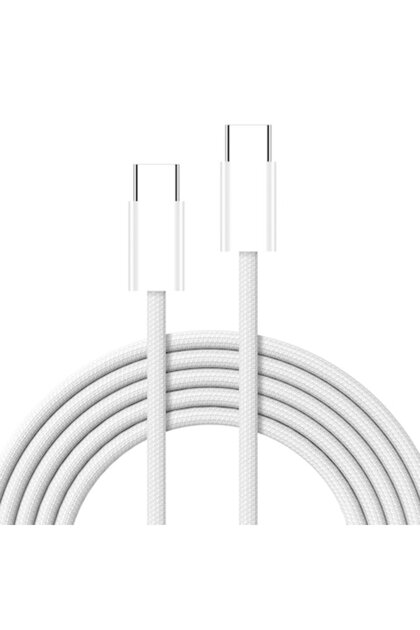 Cablu USB C la USB C Tip C, Încărcare Rapidă PD 60W, Încărcare Super Rapidă C la C, MDUG, Cablu de Încărcare USB C, Transfer de Date 480Mbps, Cablu Împletit din Nailon pentru iPhone 17/iPhone 15 / iPhone 16, Gri și Alb