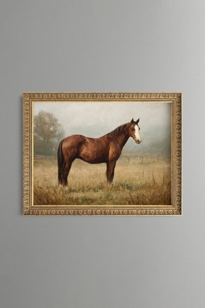 Brown Horse - Vintage Patterned Painting - Fine Model