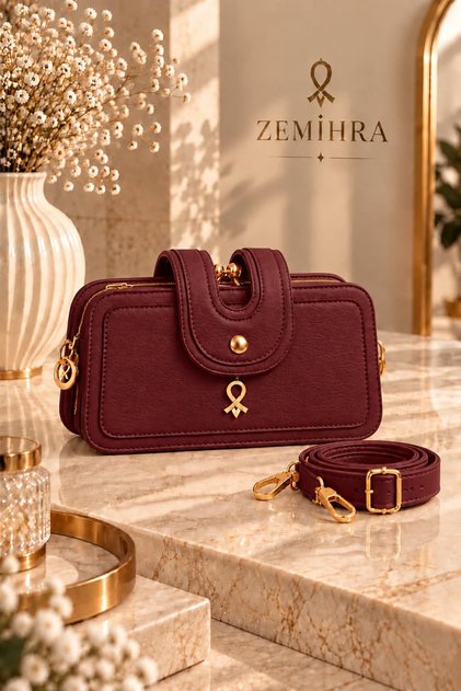 Women's 3-Compartment Small Size Vintage Scholarship Zipper and Snap Closure Hand and Shoulder Bag
