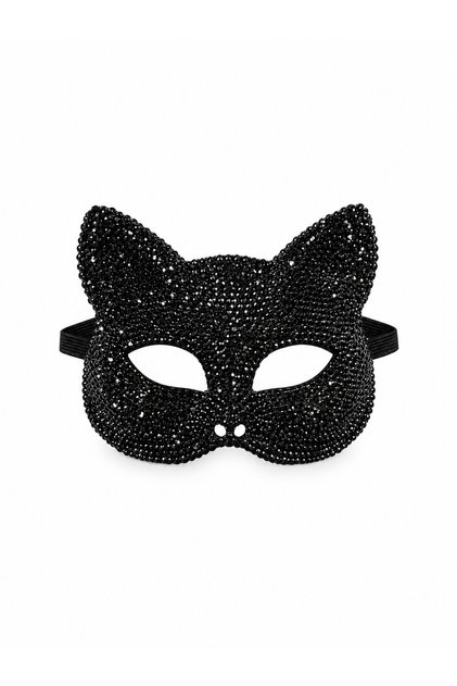 Halloween Siyah Taşlı Kedi Maskesi Kedi Kız Kostüm Parti Aksesuarı Cadılar Bayramı