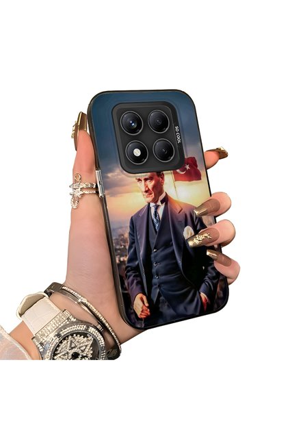 Redmi Note 14 Pro 5g Compatible Silicone Edge Hard Back Case Ataturk Patterned Phone Case