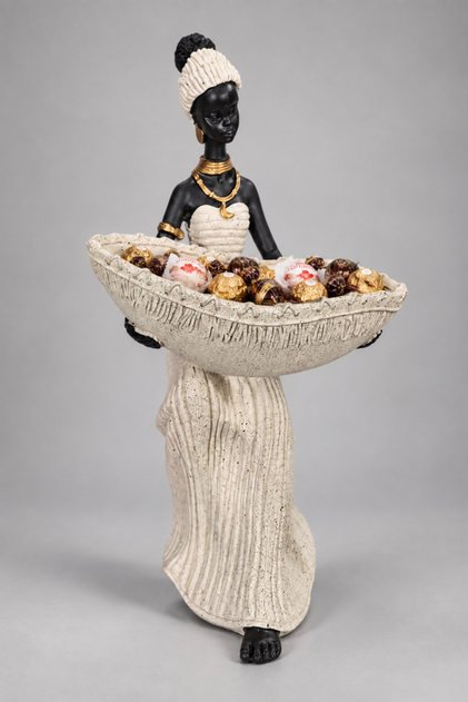 Statuetă Africană cu Suport Decorativ – Kervana