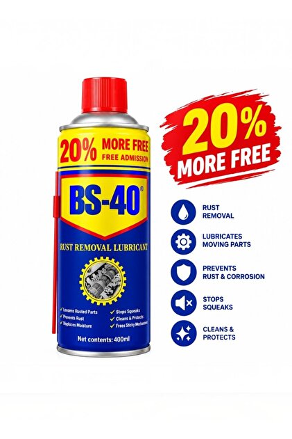 BS-40 Multi-Purpose Lubricant Spray, Rust Remover & Metal Protector, 400ml