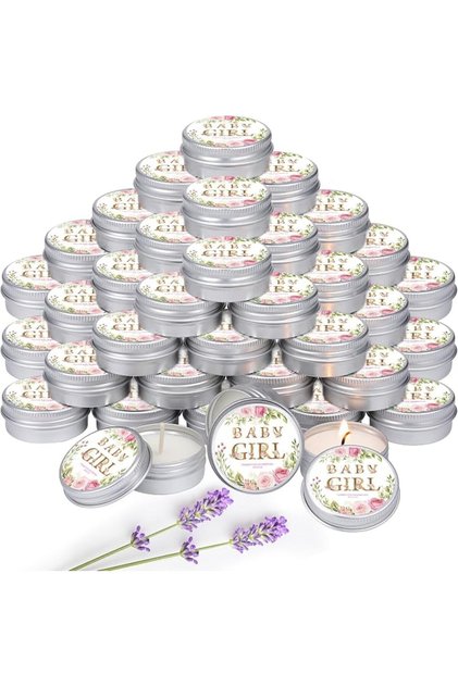 50 Pcs Baby Shower Lavender Scented Candles Gift Travel Tin Soy Wax Candle Aromatherapy Candle