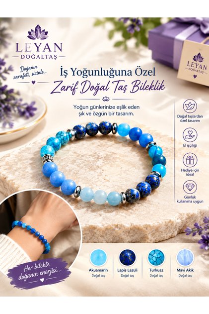 Exquisite Natural Stone Bracelet Special for Business - Handcrafted Custom Design Blue Natural Stone Combination Bracelet for Women and Men