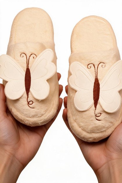 Women's Butterfly Model House Slippers. Soundless Plush Slippers