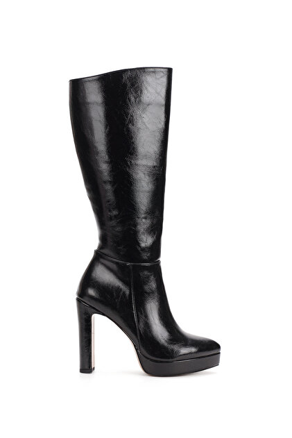 Women's Platform Heeled Blunt Toe Zippered Boots
