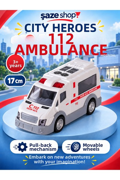 Unbreakables of the City 112 Ambulance Friction Toy Vehicle 17 cm Ages 3+