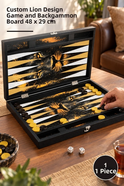 1 Piece Backgammon – Special Lion Design Game and Backgammon Board 48 X 29 cm