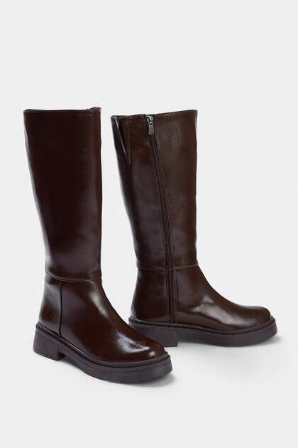 Dunkelbraune Damenstiefel TAKAW27CZ00010