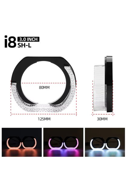 2 in 1 APP i8-L-3inch 2PCS 5D RGB Angel Eyes Halo Rings Lights with Turn Signal Lights APP Bluetooth