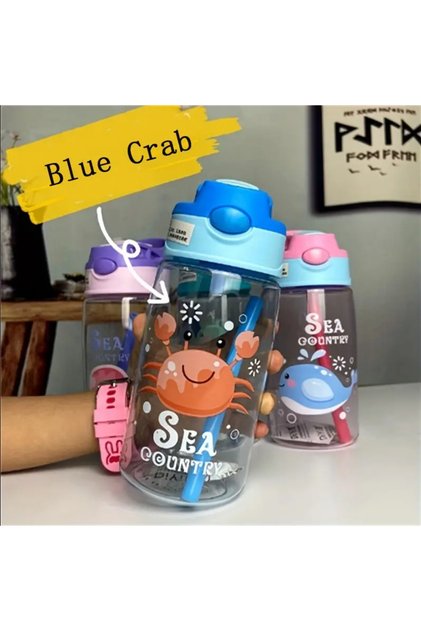 Blue Crab Children's Plastic Water Cup, Straw Cup, Duckbill Portable Creative Adult Male And Female