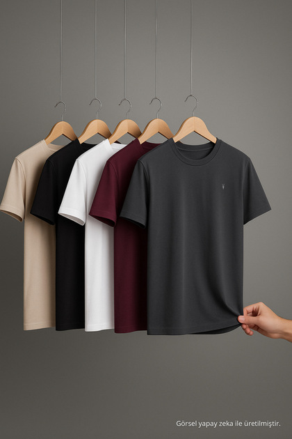 Men's Crew Neck Comfortable Basic 5 Pack T-Shirt
