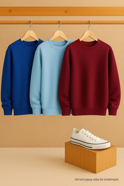 Women's Crew Neck Oversized 3-Piece Sweatshirt