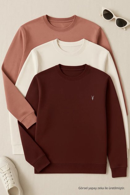 Locker geschnittenes 3-teiliges Sweatshirt mit Rundhalsausschnitt für Herren