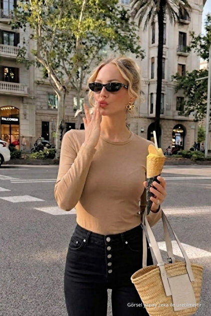 Damen Daily Trend Kaffeebraune schmale Bluse