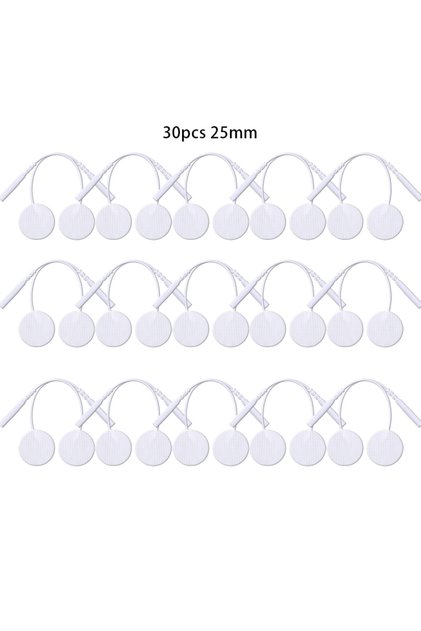 30pcs 25mm white 25mm Self-Adhesive Electrode Pads with Conductive Gel for EMS Electric Muscle Stimu