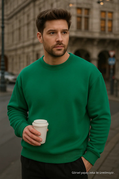 Men's Oversize Winter Green Long Sweater