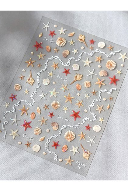 1pcs Shell Light Starfish Shell Nail Stickers Cute Starfish Decorative Stickers For Nails DIY 3D Sel