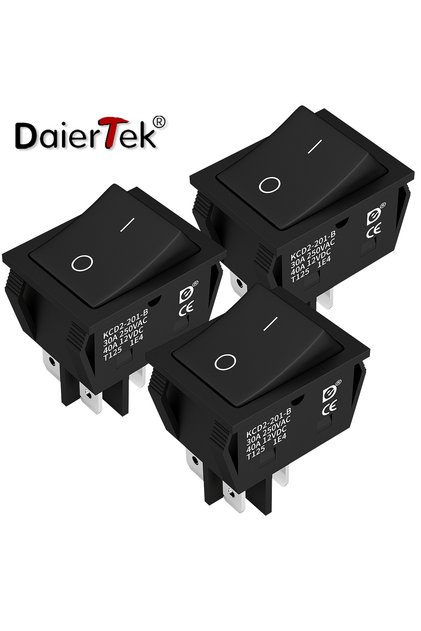 DaierTek 3PCS Rocker Switch DPST 40A 12VDC 4 Pin 2 Position Switch ON Off Toggle Switch 30A 250VAC 1