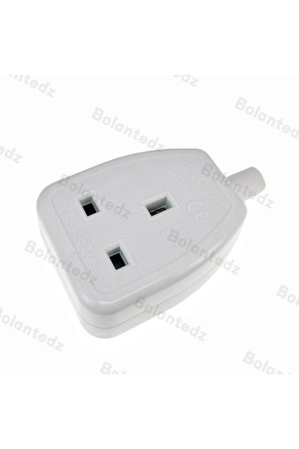 WHITE Bolantedz 13A 250V UK British Standard Female Socket Power Adaptor Detachable Power Cord Cable