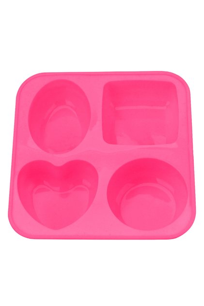 Pink 4 Cavity Round Oval Heart Square Shape Handmade Soap Mold Soap Making Silicone Soap Molds Porta