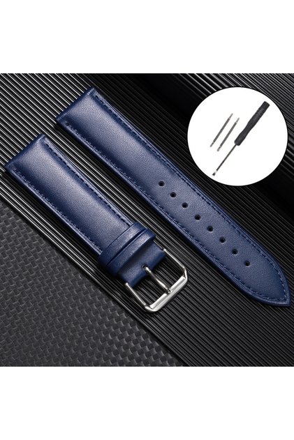 22mm Blue 12/14/16/18/20/22/24mm Business Leather Watchband Calfskin Replace Wristwatch Straps for O