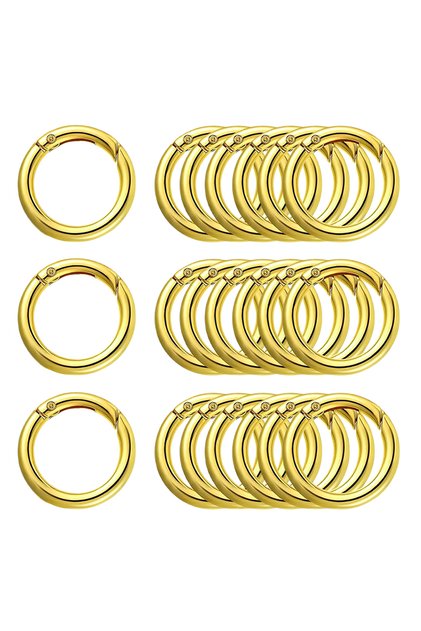 5PCS Golden 5/10/20/40/60/100Pcs Metal Spring 1 Inch O Rings Clip Keychain Round Carabiner Clips Key