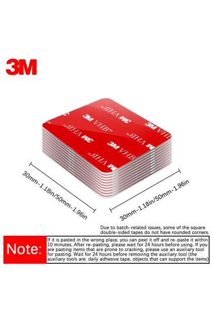 3M 30mm-1.18in Square4pcs 3M Strong Double-Sided Adhesive Tape - Fixing on Walls, Home Use, Vehicles
