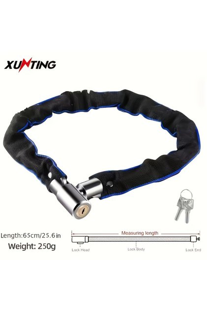 قفل سلسلة دراجة Xunting مقاس 60 سم بوزن أخف وأمان أقوى، قفل دراجة مضاد للسرقة