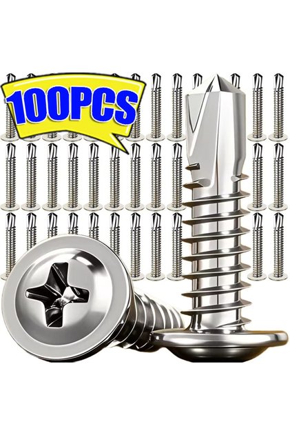 M4.2X13MM M4.2 100PCS 100PCS High-Strength #8 M4.2 Self-Tapping Sheet Metal Screws - 410 Stainless S