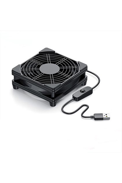 NO RGB black Black USB Powered 120mm Quiet Cooling Fan with Switch, Double Sided Mesh for Router Mod