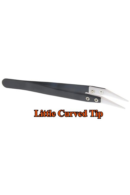 Little Curved One 3PCS Anti-Static Ceramic Tweezers Stainless Steel Industrial Ceramic Tweezers Insu