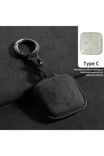 Black C1 Suede Car Flip Key Case Cover Fob For ZEEKR X 001 007 009 7X MIX Car Smart Remote Keychain