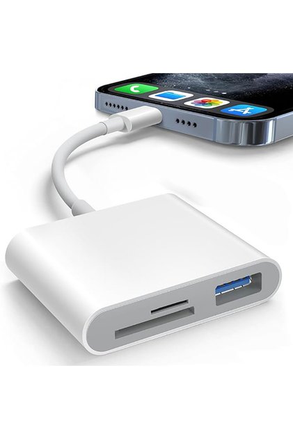white 3 In 1 Adapter Type-C, Tf, Cf, Sd, Memory Card Reader, Recorder, Compact Flash Usb-C, Pro, Mac