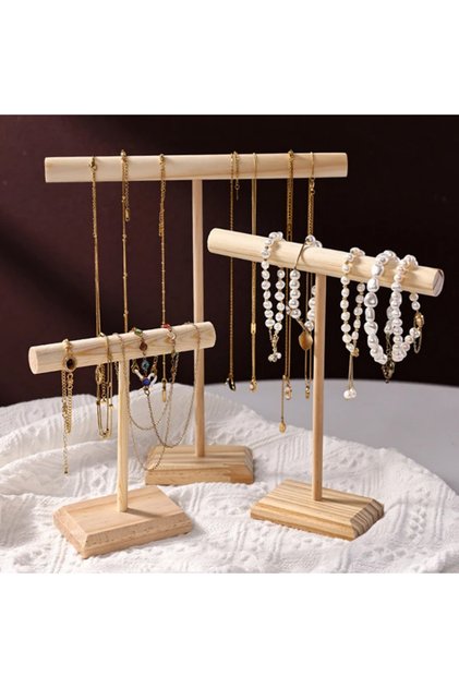 3PCS Solid Wood Jewelry Props Display Stand Bracelet Necklace Hair Band Jewelry Storage Display Rack