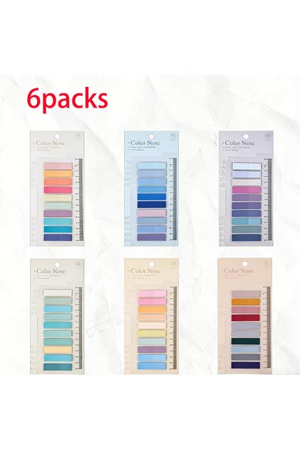 6packsB CGZK 6 Packs Gradient Color Sticky Notes, Morandi Color Index Tabs, Self-Adhesive Page Marke