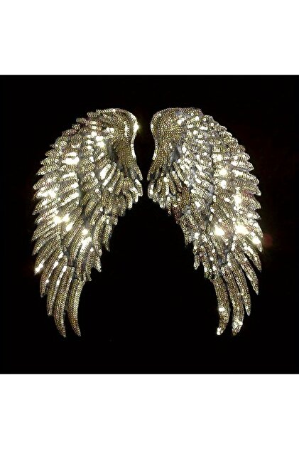 Golden 1 Pair Fashion Large Sequins Wing Patch for Clothing Applique for Jeans DIY Accessories Cute