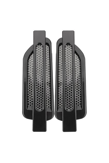 F1-470-Black 1pair Car Side Fender Vent Sticker Air Flow Spoiler Racing Intake Grille Trim Chrome De